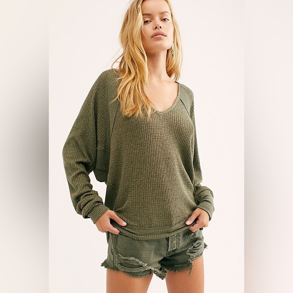 Green Thermal Long Sleeve Pullover